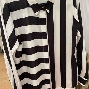 DKNY Mixed Striped Button Down Blouse